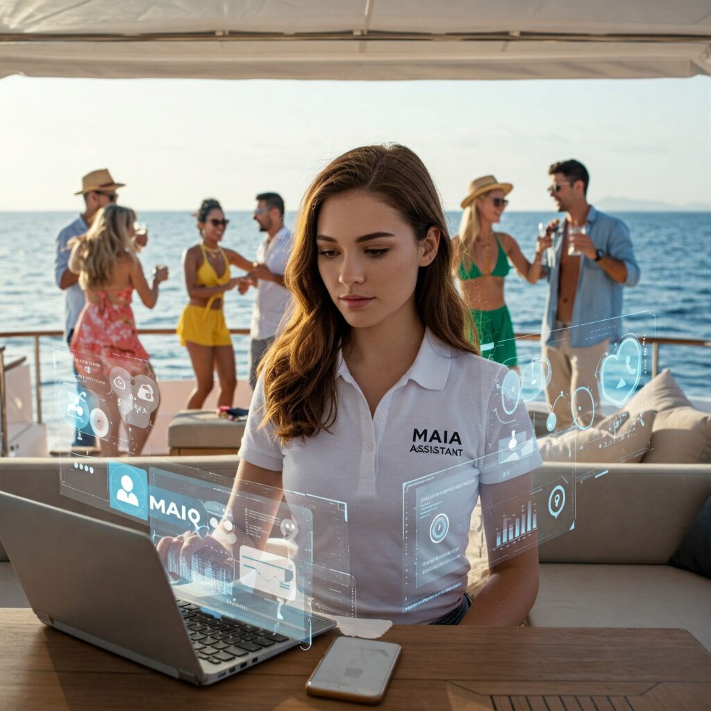 Business owner using MAIA AI assistant to automate sales while enjoying free time"